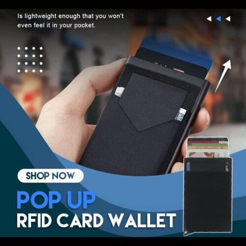 Aluminum Pop-out RFID Card Holder Home Office Storage Credit Card Holder Bank Card Box Smart Quick Release for Man Women Wallet