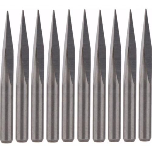 10Pcs 15 Degree 0.3mm Carbide Steel CNC Router Tool Pyramid Engraving Bits Jade Copper