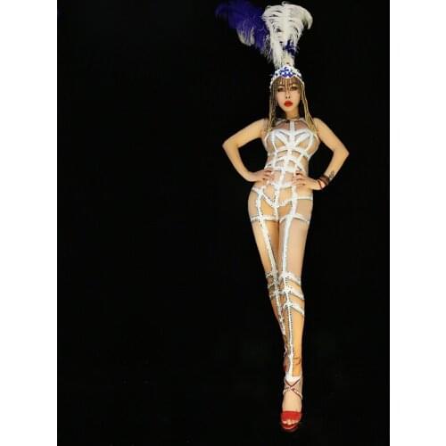 Bar Club DS DJ Stage Performance Jumpsuit Nightclub Female Singer Gogo Dancer Modern Hip Hop/Pole/Jazz Dance Bodysuit DWY5119