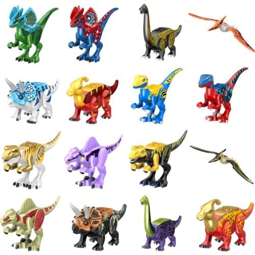 MOC Education Building Bricks Dino T-rex Compatible Blocks Dinosaurs Jurassic World Animals Toys Gift For Children Boys Kids Toy