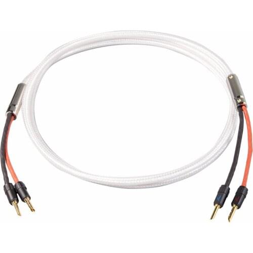 MPS M-8SP HiFi 99.9997% OFC Silver Hifi Speaker Cable Wire Bi Wire Speaker AMP Audio Cable 24K Gold Plated Banana Plug Connector