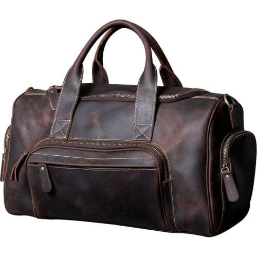 Bag Men Handbag Big Travel Bag Male Retro Hand Luggage Bag Business Trip Shoulder Bag First Layer Cowhide New Original Vintage