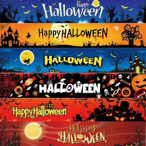 Outdoor Halloween Banner Pull Flag Indoor Festive Mood Background Celebrate Party Hanging Decorations Porch Decor Supplies Signs