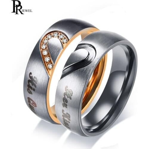 His Queen Her King Wedding Bands Ring Real Love Heart Promise Gift Rings 6MM Stainless Steel Couple Alliance