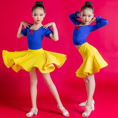 New Children Latin Dance Dress Spring Summer Girls Latin Practice Clothes Grade Examination Competition Regulations Costumes