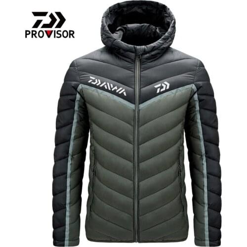 Daiwa Fishing Jacket Mens Clothing For Fishing Winter Jacket Hooded Patchwork Outdoor Wear Fishing Shirt Casual Coat Men Clothe
