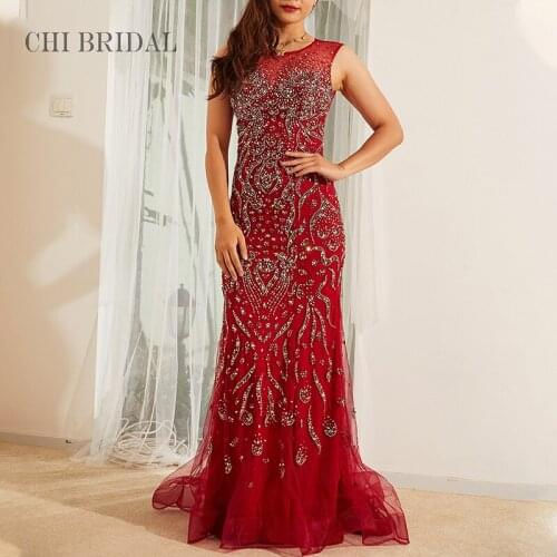 Round Neck Sleeveless Mesh Evening Dress Heavy Beading Design Trend Luxury Long Dress Party Prom Dress Actual Image