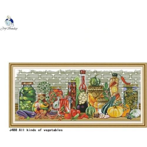 All Kinds of Vegetables Paintings Aida Canvas 11CT 14CT Embroidery Needlework Cross stitch kits DIY Handmade Crafts Wholesale
