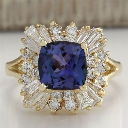 YOUHAOCC New Exaggerated Aristocratic Style Sapphire Ring Personality Lady Zircon Ring Fashion Women Ring Jewelry