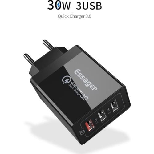 Essager Quick Charge 3.0 USB Charger 30W QC3.0 QC Turbo Fast Charging Multi Plug Mobile Phone Charger For IPhone Samsung Xiaomi