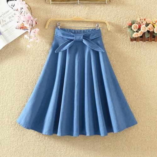 Hot Sale New Denim Skirt Women Plus Size Korean Fashion Jeans Skirt Casual High Waist Pleated Skirts Midi for Women Y235