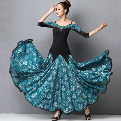 Floral Ballroom Dance Competition Dress For Women Elegant Stage Costume Designer Clothes Tap Dance Wear Dance Outfit DL7266