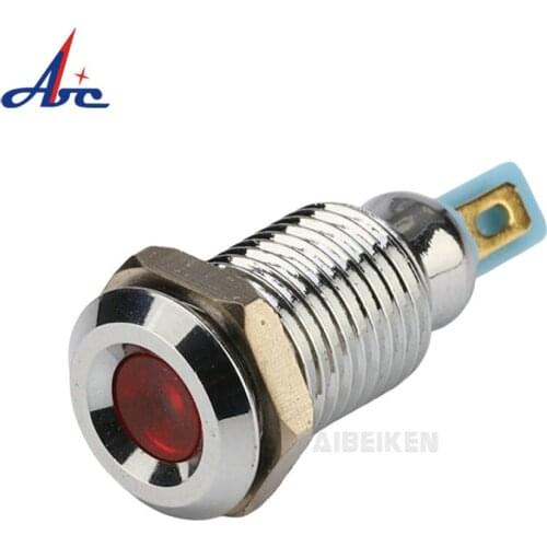 1pcs 10mm Concave head LED Metal Indicator light 10mm waterproof Signal lamp 6V 12V 24V 220v red yellow blue green white