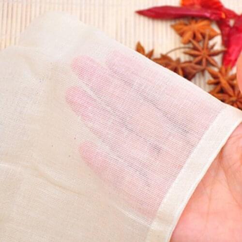 10pcs Cotton Muslin Drawstring Straining Tea Cooking Separate Spice Food Filter Chinese Medicine Soup Tea Bag Filter Bag