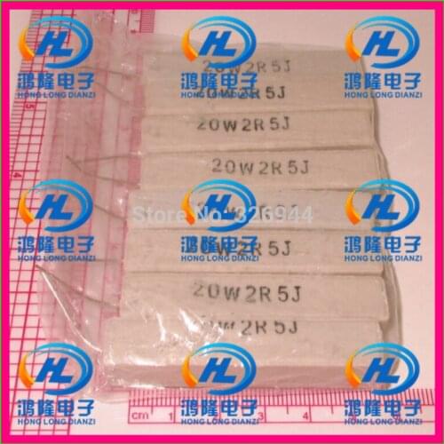 10pcs/lot) 20W 2.5 ohm +/-5% Horizontal cement resistor / 20W 2R5J ohm 5% Cement resistance / 20W 2.5RJ Ceramic resistor