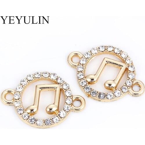 10 Pcs Music Symbol Gold Crystal Acrylic Alloy Connectors Jewelry Charm Fashion Jewelry Findings For Making Necklace Bracelet
