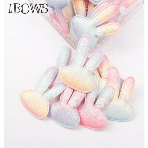 IBOWS 10Pcs Rainbow Appliques Glitter Rabbit Padded Patches For DIY Toy Clothe Girl Hair Clips Accessories Decorative Appliques