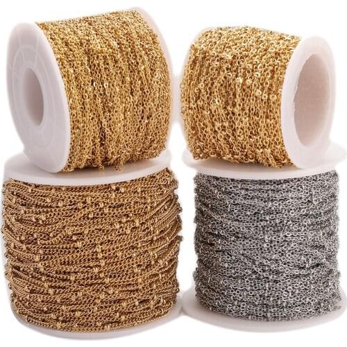 2m/lot Stainless Steel Cable Link Clip Beads Chains For DIY Jewelry Anklet Necklaces Bracelet Making Chain Materials Findings