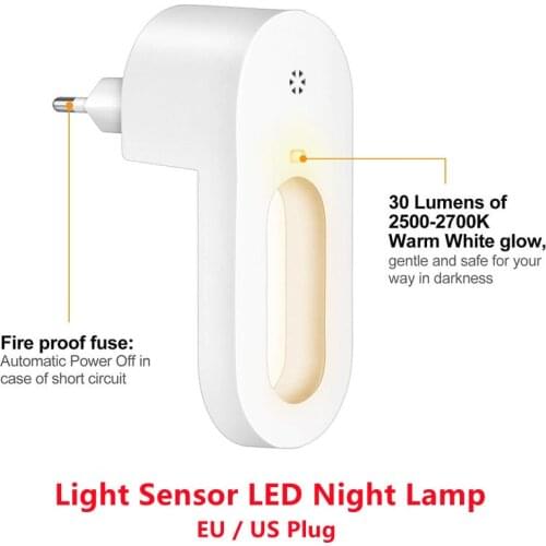 2PCS Light Sensor 220V Night LED Lamp 110V Smart LED Bedside Light EU US Plug Baby Children Lamp Home Nightlight Indoor Lighting