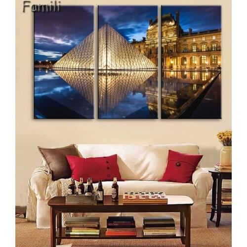 3 panel canvas art Modern Printed Landscape Painting Canvas Wall Art Paris City Building Paintings Wall Picture No Frame