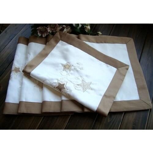 4pcs/lot )33 * 48CM gold thread embroidered satin edging placemat Star cloth napkins, multi-mat