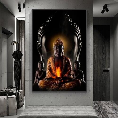 Abstract Gold Buddha Wall Art Canvas Paintings Modern Buddha Canvas Art Prints Art Pictures Buddhism Posters Wall Decor Cuadros