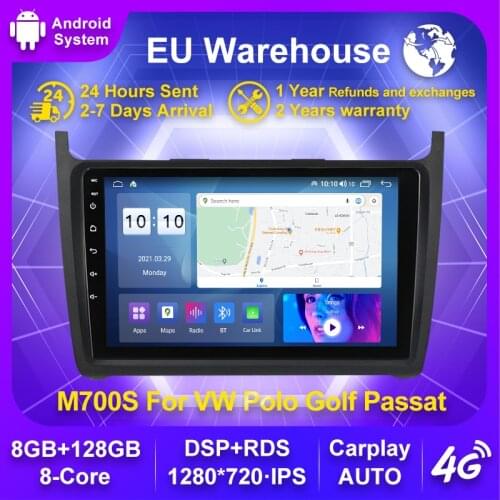 6+128G 8Core Android 10 Car Radio For VW Volkswagen Polo Sedan 2008-2020 Multimedia Player Navigation DSP 4G Lte BT 2Din No DVD