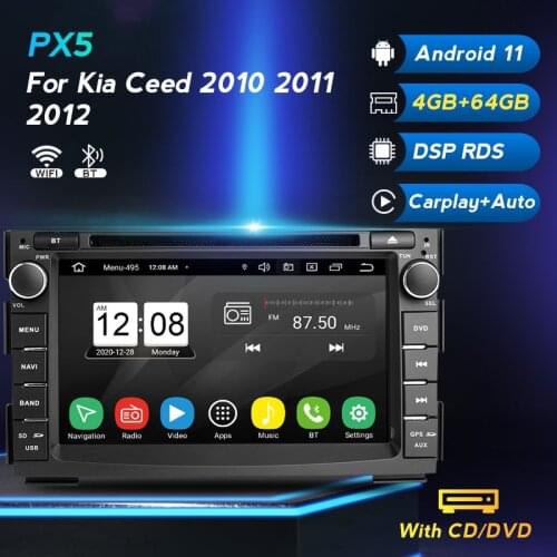 DSP RDS Android 11 4G+64G 2Din Car DVD Player For Kia Ceed 2010 2011 2012 GPS Navigation Multimedia Audio Radio Stereo Video Out