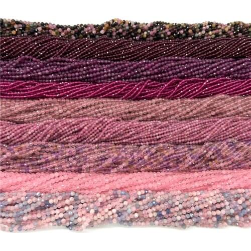 2mm 3mm Natural Stone Beads Faceted Natural Garnet Quartz Crystal Loose Beads Pink Morganite Stone for Jewelry Making Accessries