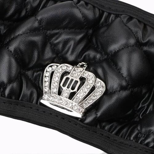 Steering Wheel Cover Crystal Crown Steering Covers Car Interior Accessories PU Leather Car-styling 37-38CM Diameter
