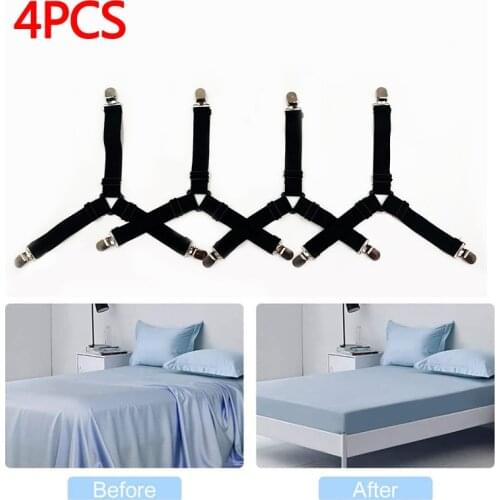 4Pcs/Set Elastic Bed Sheet Grippers Belt Fastener Bed Sheet Clips Mattress Cover Blankets Holder Home Textiles Organize Gadgets