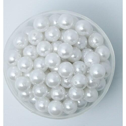 Hot Selling 180Pcs White Color Acrylic Plastic Beads Pearl Imitation Round Beads 10mm Dia. (PS-BSG02-04WH)