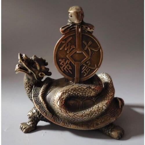 China brass dragon turtle snake crafts statue