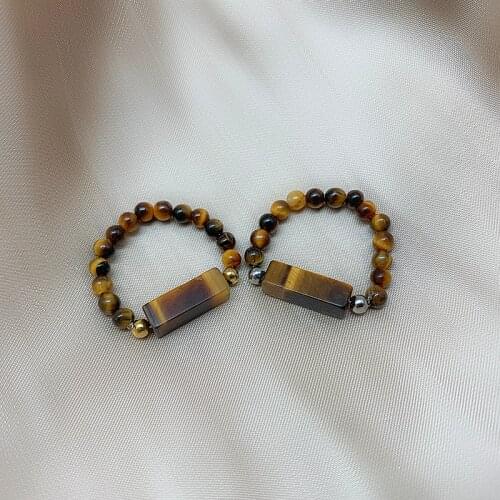 Natural Stone Ring for Women Fashion Jewelry Tigereye Opal Amethyst Stainless Steel Ring Gold Silver for Couple Rings Adjustable