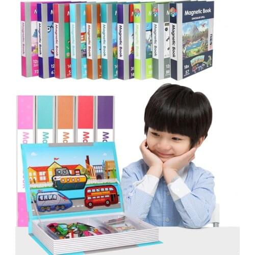 Hot 10 Styles Childrens Intelligent Magnetic Book 3D Puzzles Jigsaw Brain Training Game Educational Toys for Kids Xmas Gift
