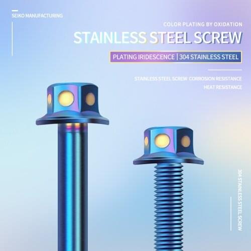 M6 stainless steel 304 screw electroplated blue screw outer hexagon screw big head screw electric car motorcycle