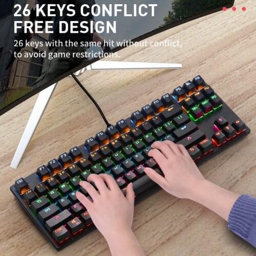 Mechanical Keyboard Wired LED Light USB Gaming Keyboard For Game Laptop PC