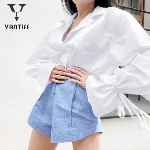 Fashion Autumn Sexy New Shirt Women Lapel Cotton and Linen Bud Binding Sleeve Shirt Woman Tshirts Y2k Aesthetic Top for Girl