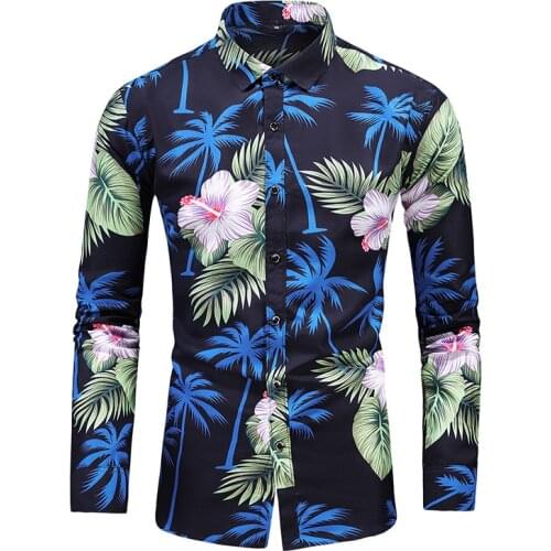 LIFENWENNA Fashion Flower Design Long Sleeve Casual Shirts Mens Hawaiian Blouse 2021 Autumn Clothing Plus Asian Size 6XL 7XL