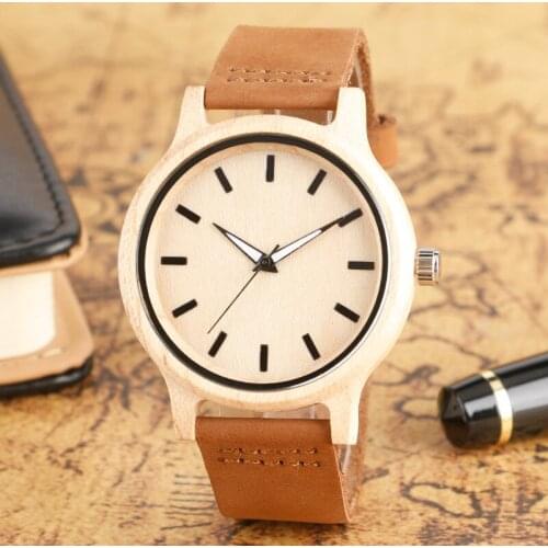 Trendy Simple Maple Wood Watches Mens Simple Casual Quartz Watches Women Clock Natural Wooden Handmade Creative Wrist Watch