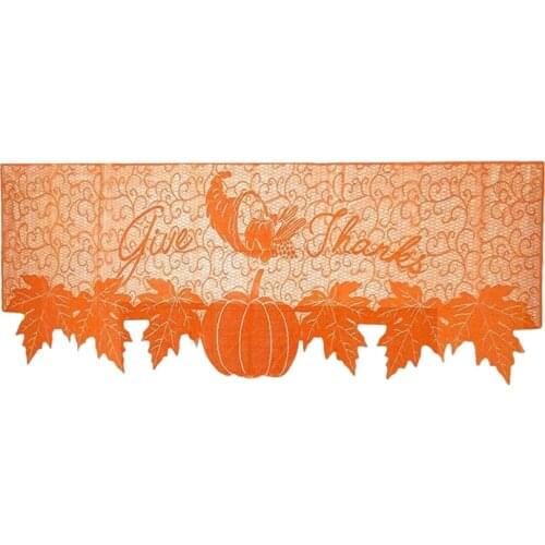 Thanksgiving Halloween Maple Leaves Fireplace Scarf for Thanksgiving Door Decorations Autumn Table Cover-20 x 60 Inch