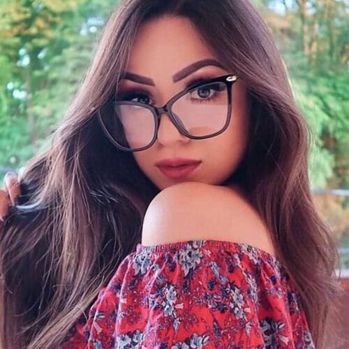 Womens eyeglass frame Transparent Cats eye optical glasses woman Metal frame fashion clear glasses Black Spectacle Frame 2019