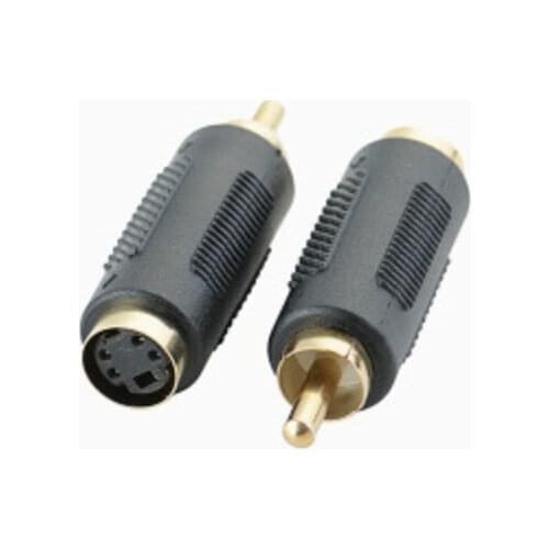 2pcs S-video Female Lotus Male AV To SV Video Head Gold-plated S-terminal Female To RCA Male Audio and Video Adapter