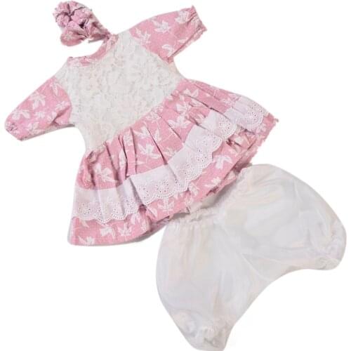 Fantasy Sweet Lace Cloth Dress With Pants Suit For 17 inch 42 cm Baby Girl Clothes Realistic Doll Accessories Gifts Toys