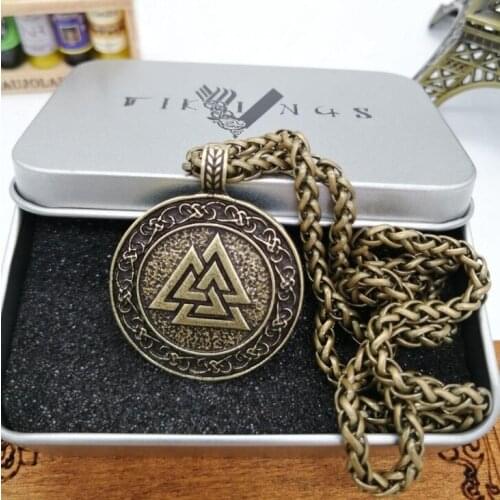 Retro Nordic Rune Pendant Vintage Viking Totem Amulet Pagan Mens Necklace