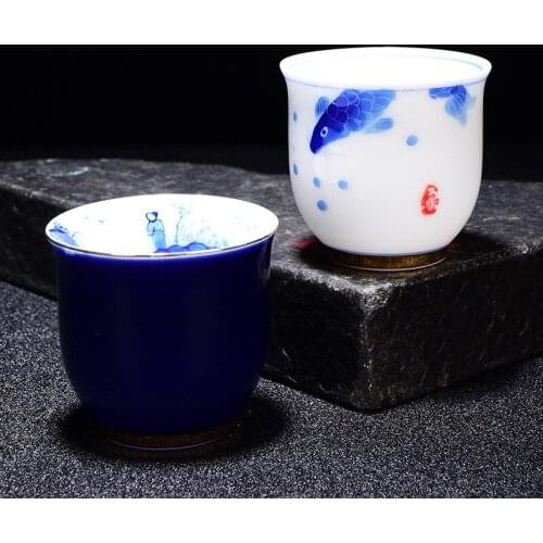 Hand-Painted Teacup Kung Fu Tea Set Ceramic Tea Cup Tea Bowl Pastel Master Single Cup Personal Ceramic Handpainted Teacups