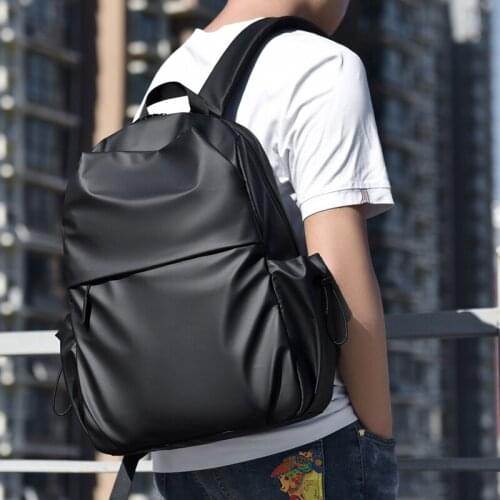 New mens computer backpack womens fashion trend simple solid color backpack large capacity backpack student schoolbag
