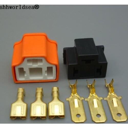 Shhworldsea 1set /lot Ceramic Copper car H4 male female bulb socket,auto lamp base adapters car headlight connector