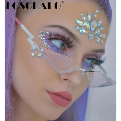 Rimless Steampunk Sunglasses Women Metal Vintage Sun Glasses Men Eyewear Retro Frameless Punk Sunglasses Cat Eye Shades UV400