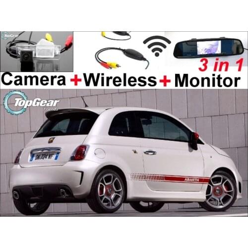 Special Car Camera + Wireless Signal + Mirror Monitor 3in1 Easy DIY Parking System For New Fiat 500 500C 500S Abarth 2007~2015